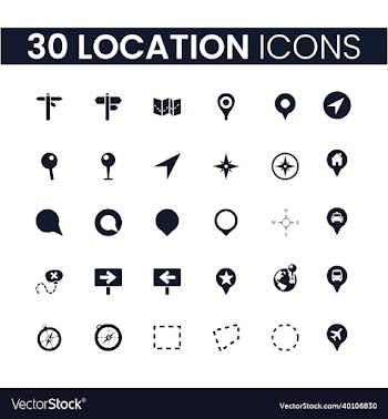 30 location icons set