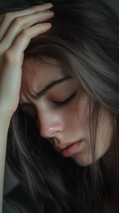 30-year-old brunette woman with eye discomfort in urban setting
