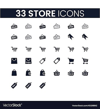 33 store icons set