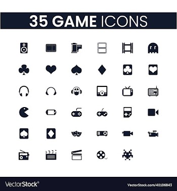 35 game icons set