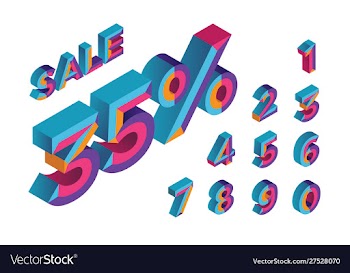 35 sale 0 1 2 3 4 5 6 7 8 9 isometric vector image