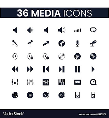 36 media icons set