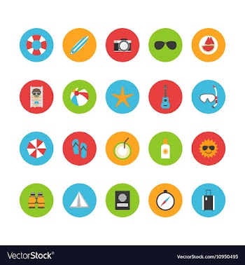 398beach summer flat iconVS vector image