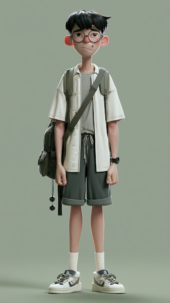 3D Animated Character: Chinese Male High School Student