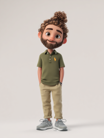 3D Animated Child Character with Man Bun