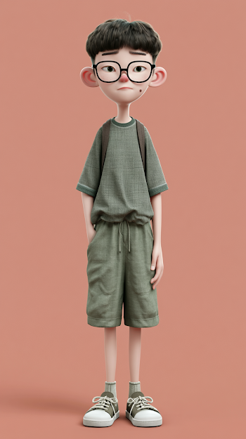 3D Animated Chinese Male High School Student Character