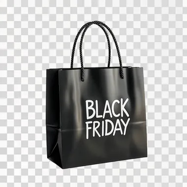 3D Black Paper Bag Mockup for Black Friday Sale