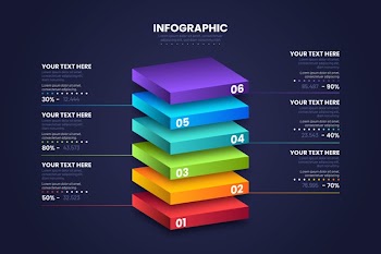 3d block layers infographic design Free Vector