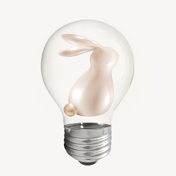 3D bunny sticker, light bulb | Free PSD - rawpixel