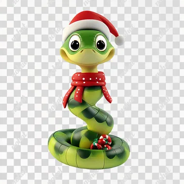 3D Cartoon Christmas Snake: A Festive Holiday Surprise