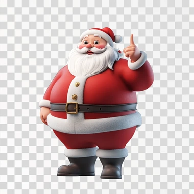 3d cartoon of santa claus showing something pose, white back