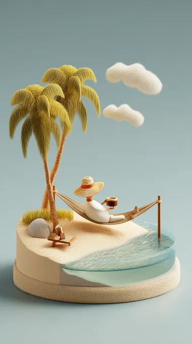 3D Cartoon Summer Beach Scene 3D Cartoon Summer Beach Scene