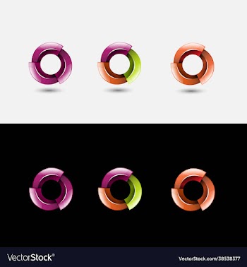 3d circle colorful logo with glossy blades
