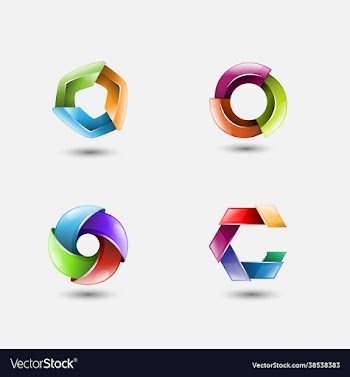 3d circle colorful logo with glossy blades