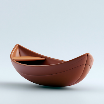 3D Claymorphic Wooden Boat Illustration