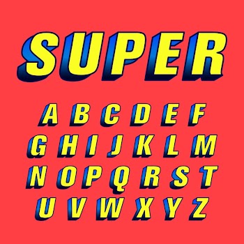 3d comic alphabet concept Free Vector