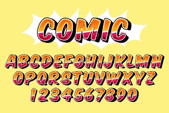 3d comic alphabet concept Free Vector