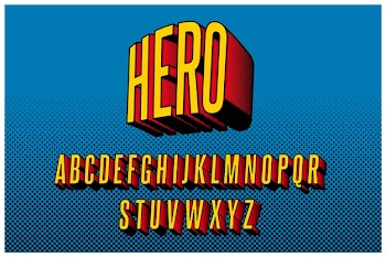 3d comic alphabet Free Vector