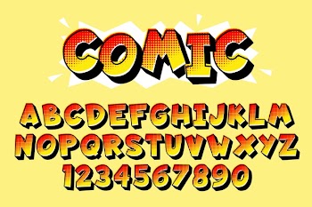 3d comic alphabet Free Vector