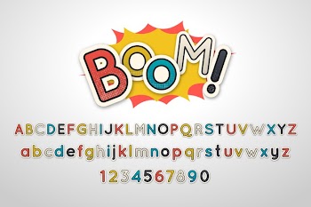 3d comic alphabet style Free Vector