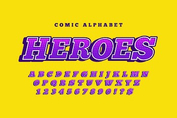 3d comic theme for alphabet collection Free Vector
