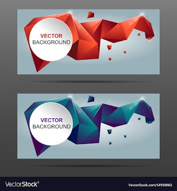 3d crystal colorful shapes banner