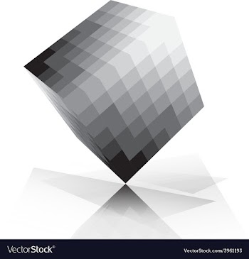  					3D cube pixelate style vector image														