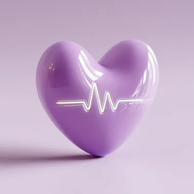 3D Cute Purple Heart with Electrocardiogram Line 3D Cute Purple Heart with Electrocardiogram Line