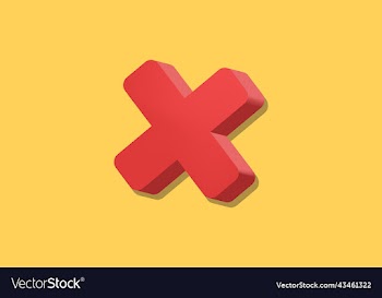3d decline symbol red cross check mark
