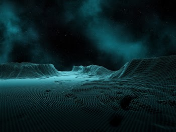 3d digital landscape with space sky and nebula Free Photo