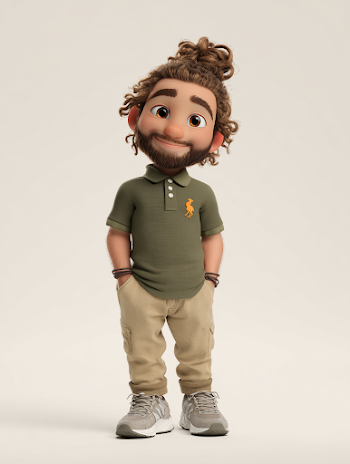 3D Disney Pixar Style Character: Cheerful Toddler with Curly Hair