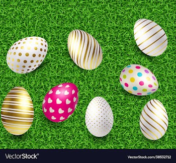 3d easter eggs with green grass eps 10