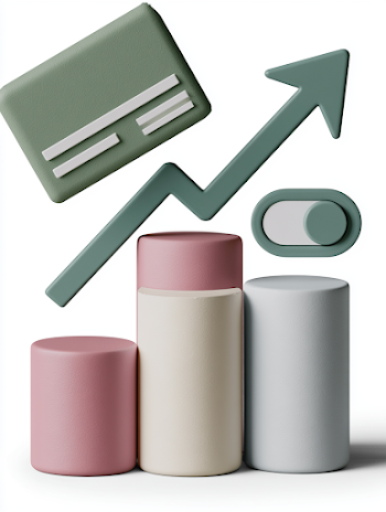 3D Financial Icon Composition in Pastel Colors