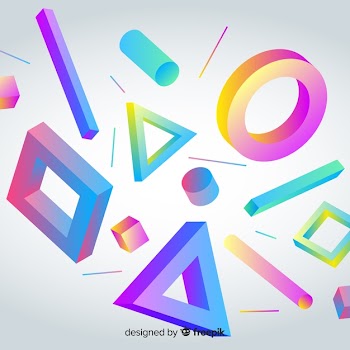 3d geometric shapes background Free Vector