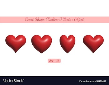 3d glossy heart shape balloon like object set