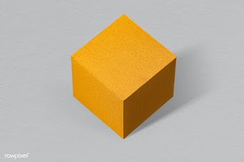 3D golden cubic paper craft on a gray background | Free  psd mockup - 2339724