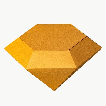 3D golden diamond shaped paper craft design element | Free  transparent png - 2339682