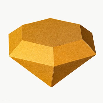 3D golden diamond shaped paper craft design element | Free  transparent png - 2339683