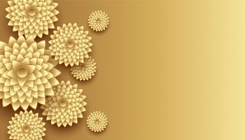 3d golden flowers decoration with text space background Free Vector
