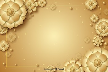 3d golden flowers decorative background Free Vector