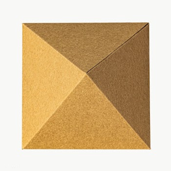 3D golden pyramid paper craft design element | Free  transparent png - 2341076