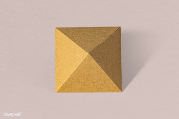 3D golden pyramid paper craft on a dull pink background | Free  psd mockup - 2341131