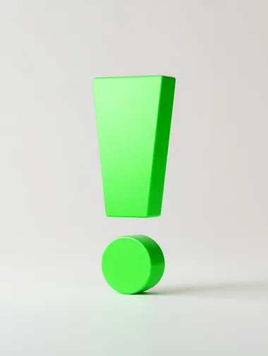 3D Green Exclamation Mark with Matte Finish 3D Green Exclamation Mark with Matte Finish