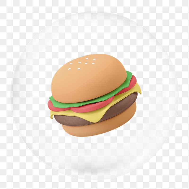 3D hamburger png sticker in bubble, | Free PNG - rawpixel