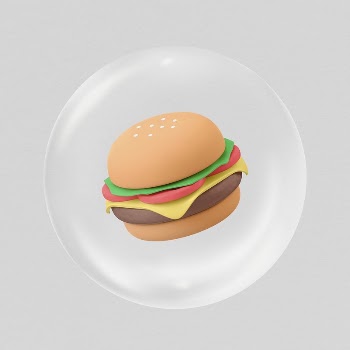 3D hamburger sticker in bubble | Free PSD - rawpixel