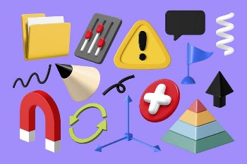 3D icons illustration collage element | Free PSD - rawpixel