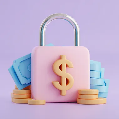 3D Lock Icon with Dollar Sign for Secure Transactions 3D Lock Icon with Dollar Sign for Secure Transactions