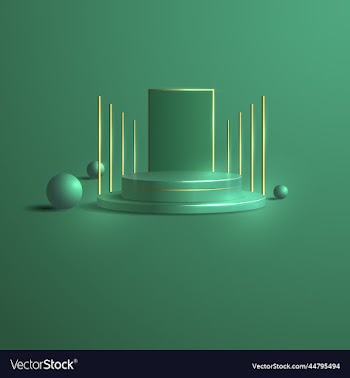 3d object podiums green background