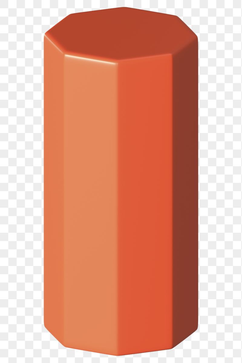 3D octagonal prism png, orange | Free PNG - rawpixel