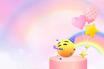 3D party emoticon background, holographic | Free Photo - rawpixel